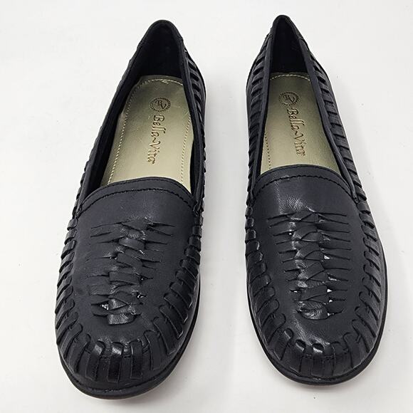 Bella Vita Woven Flat Shoes Women 7M Mila Navy Blue Leather Huarache Rubber Sole - Picture 3 of 10